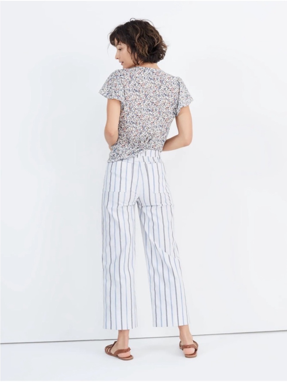 Madewell Slim Emmett Wide Leg Crop Pants 28 Montpellier Stripe NWT High Rise - Picture 6 of 11